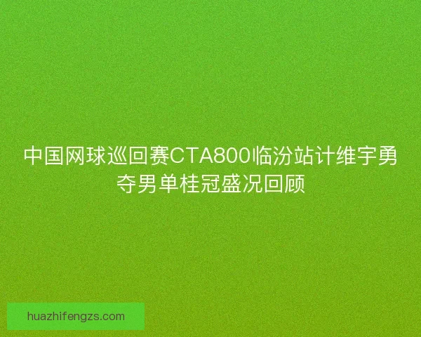 中国网球巡回赛CTA800临汾站计维宇勇夺男单桂冠盛况回顾