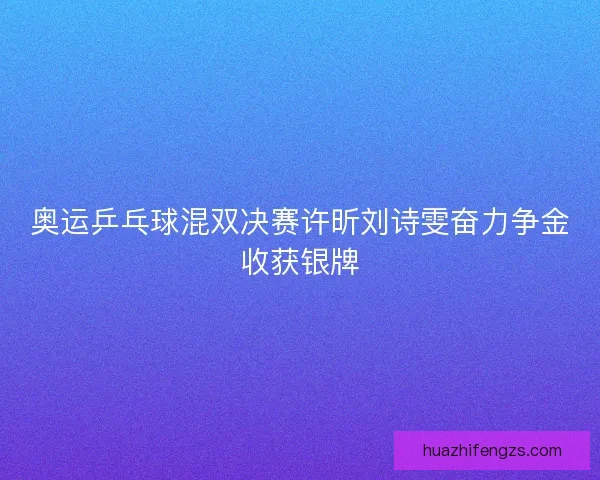 奥运乒乓球混双决赛许昕刘诗雯奋力争金收获银牌