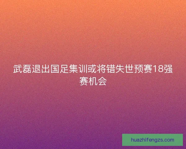 武磊退出国足集训或将错失世预赛18强赛机会
